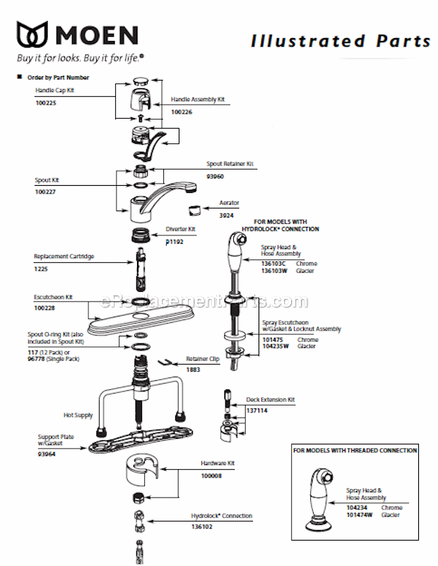 Moen 87581 Single Handle Kitchen Faucet Page A Diagram