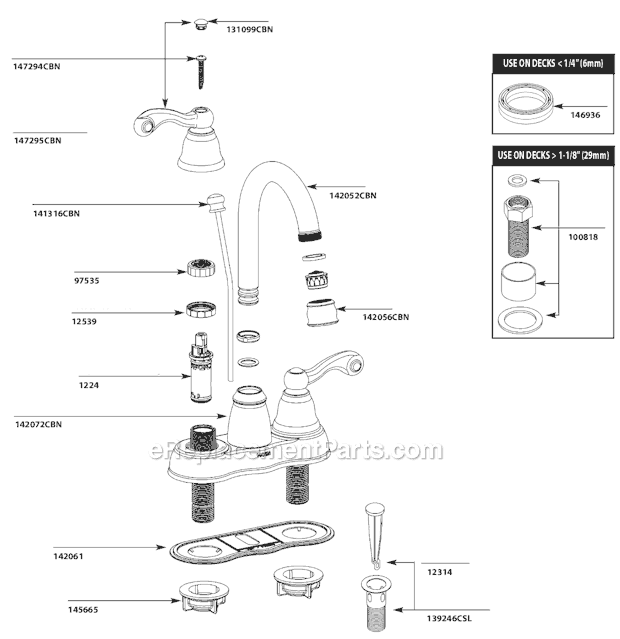 Moen CA84003CBN Bathroom Faucet Page A Diagram