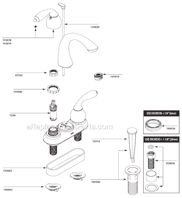 Moen CA84292 Bathroom Faucet Page A Diagram