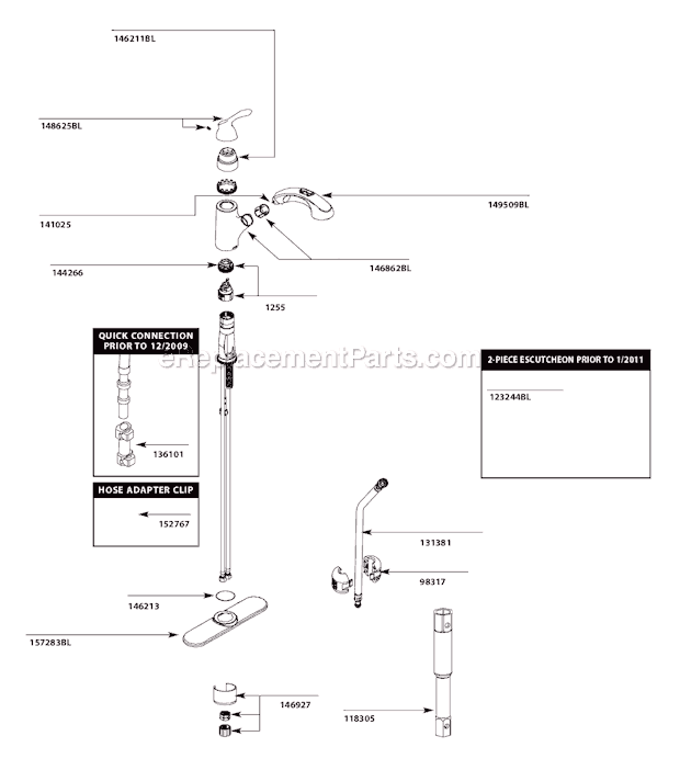 Moen CA87010BL Kitchen Sink Faucet Page A Diagram