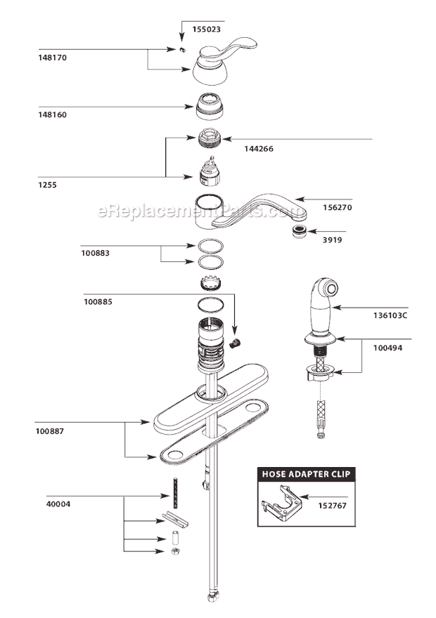 Moen CA87528 (After 4-11) Kitchen Sink Faucet Page A Diagram