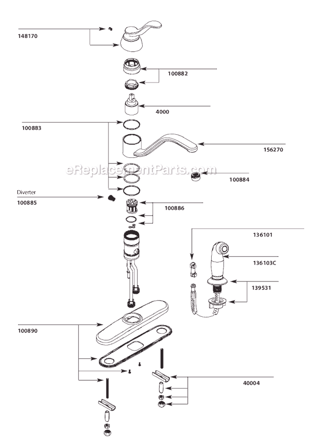 Moen CA87528 (Before 4-11) Kitchen Sink Faucet Page A Diagram