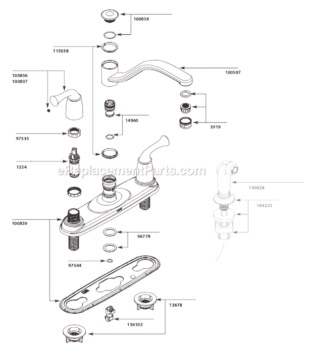 Moen CA87552 Kitchen Sink Faucet Page A Diagram
