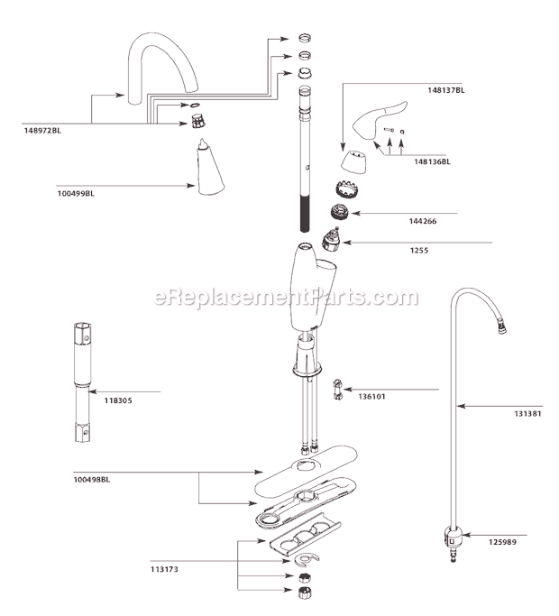 Moen CA87559BL (8-10 to 10-10) Kitchen Sink Faucet Page A Diagram