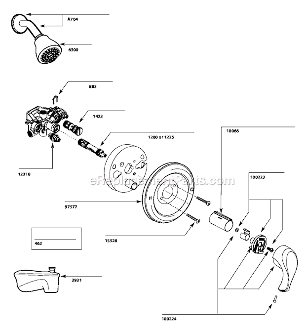 Moen L3189 Tub and Shower Faucet Page A Diagram