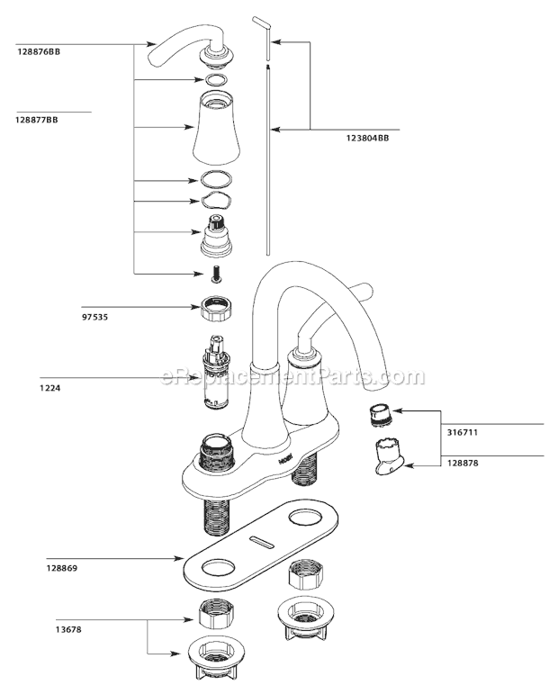 Moen S6510BB Bathroom Faucet Page A Diagram