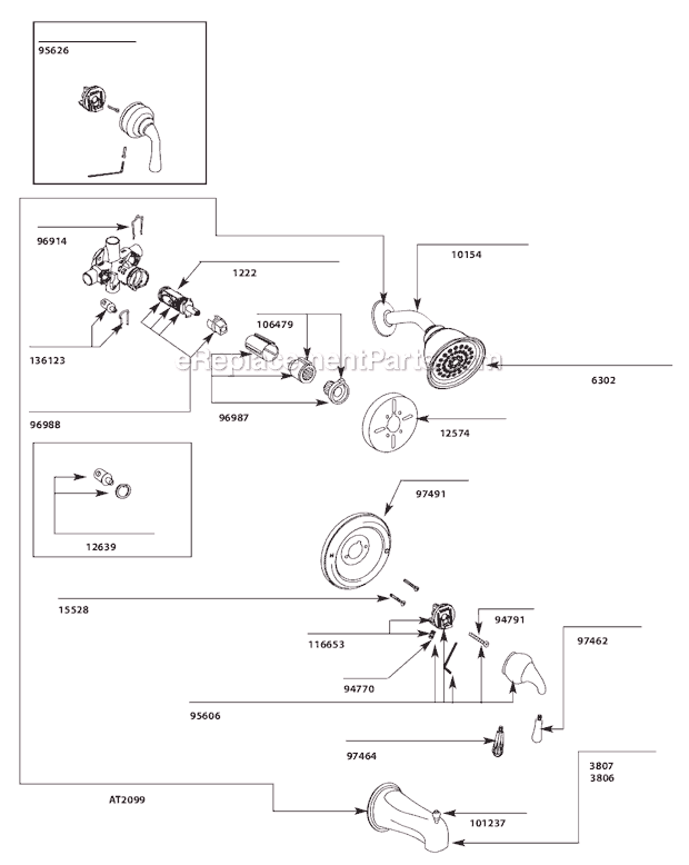 Moen T2442 Tub and Shower Faucet Page A Diagram