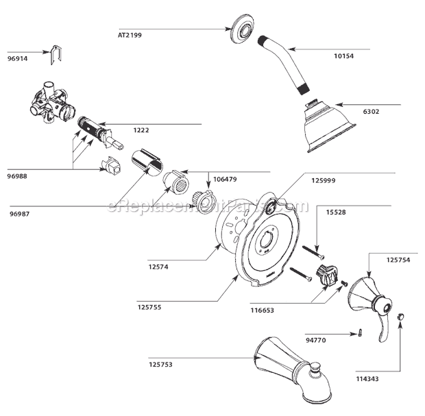 Moen T2501 Tub and Shower Faucet Page A Diagram