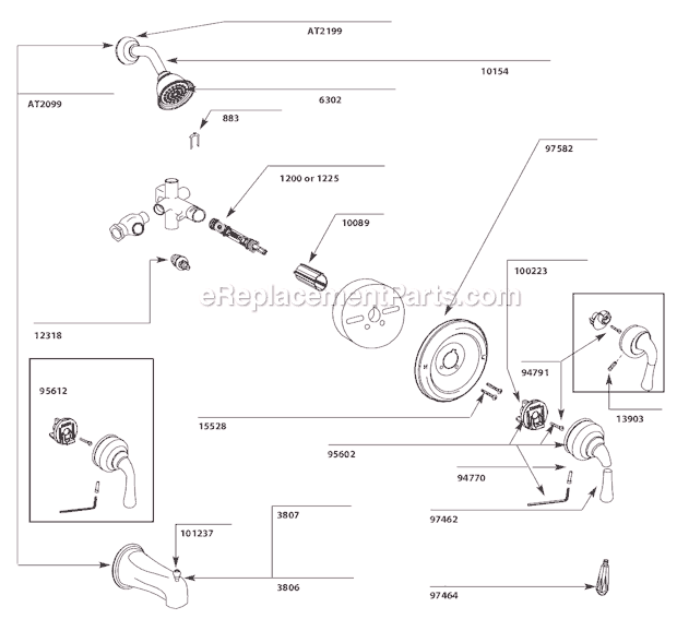 Moen T2529 Tub and Shower Faucet Page A Diagram