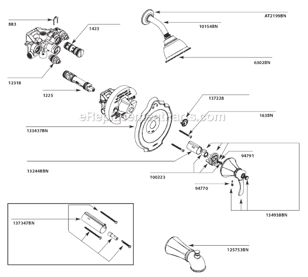 Moen T2604BN Tub and Shower Faucet Page A Diagram