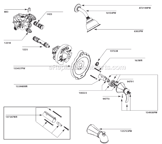 Moen T2604PW Tub and Shower Faucet Page A Diagram