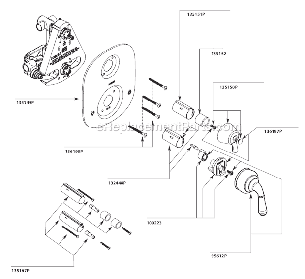 Moen T4110P Tub and Shower Faucet Page A Diagram