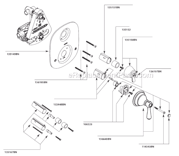 Moen T4111BN Tub and Shower Faucet Page A Diagram