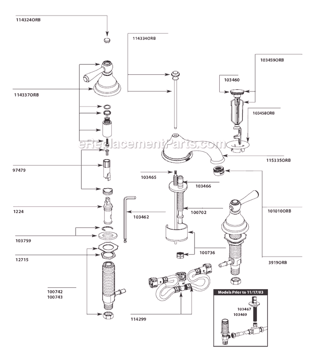 Moen T6105ORB Bathroom Faucet Page A Diagram