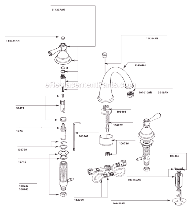 Moen T6125AN Bathroom Faucet Page A Diagram
