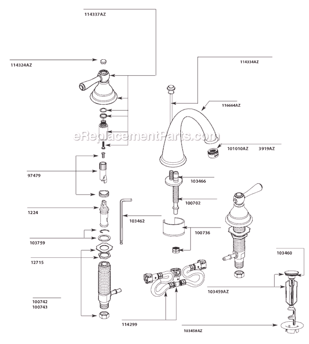 Moen T6125AZ Bathroom Faucet Page A Diagram