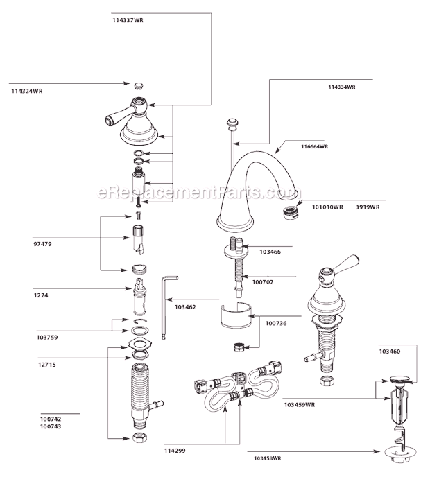 Moen T6125WR Bathroom Faucet Page A Diagram