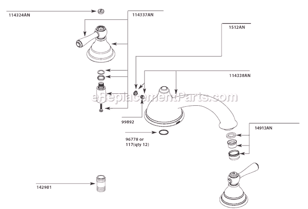Moen T910AN Tub and Shower Faucet Page A Diagram