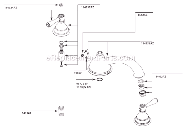 Moen T910AZ Tub and Shower Faucet Page A Diagram