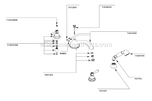 Moen T912AN Tub and Shower Faucet Page A Diagram