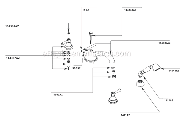 Moen T912AZ Tub and Shower Faucet Page A Diagram