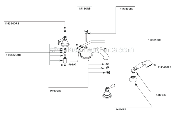 Moen T912ORB Tub and Shower Faucet Page A Diagram