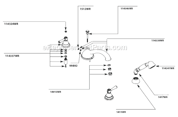 Moen T912WR Tub and Shower Faucet Page A Diagram