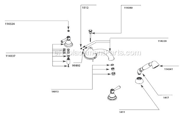 Moen T912 Tub and Shower Faucet Page A Diagram