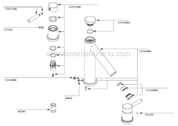 Moen T913BN Tub and Shower Faucet Page A Diagram