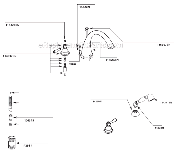 Moen T922BN Tub and Shower Faucet Page A Diagram