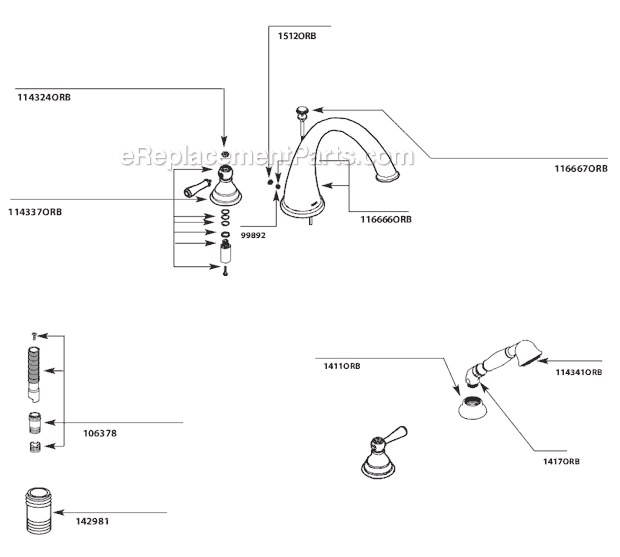 Moen T922ORB Tub and Shower Faucet Page A Diagram