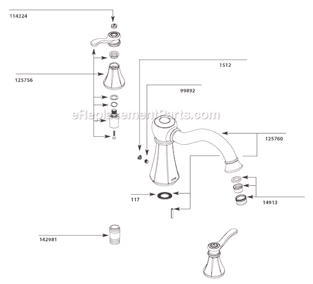 Moen T932 Tub and Shower Faucet Page A Diagram