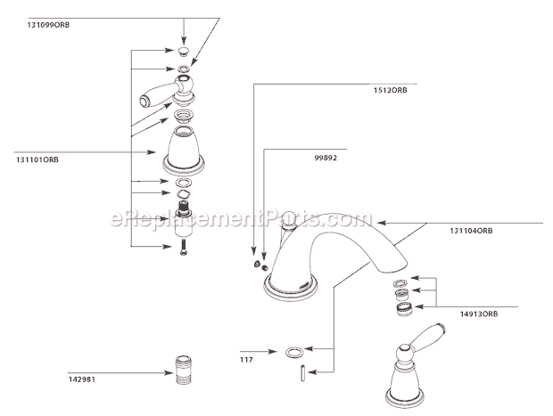 Moen T933ORB Tub and Shower Faucet Page A Diagram