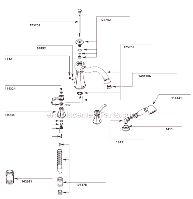 Moen T934 Tub and Shower Faucet Page A Diagram