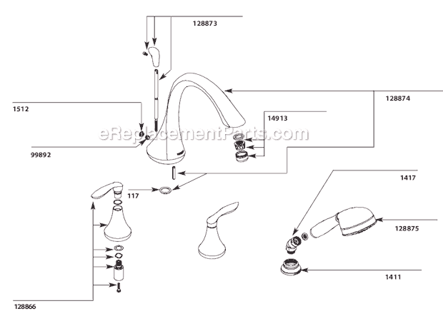 Moen T944 Tub and Shower Faucet Page A Diagram