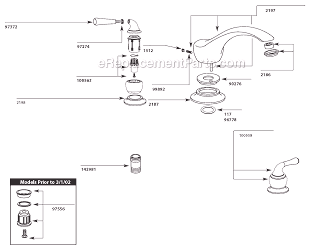 Moen T951 Tub and Shower Faucet Page A Diagram