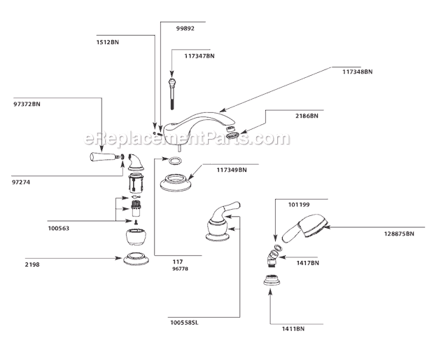 Moen T953BN Tub and Shower Faucet Page A Diagram