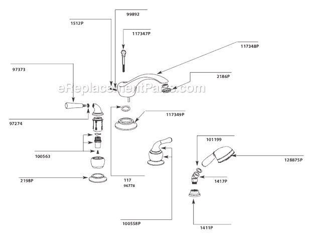 Moen T953P Tub and Shower Faucet Page A Diagram