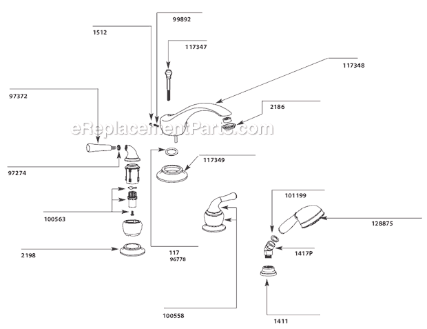 Moen T953 Tub and Shower Faucet Page A Diagram