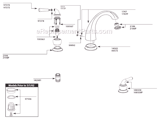 Moen T954CP Tub and Shower Faucet Page A Diagram
