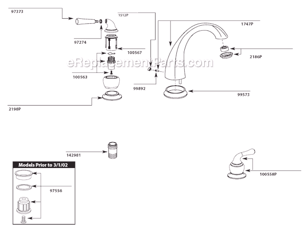 Moen T954P Tub and Shower Faucet Page A Diagram