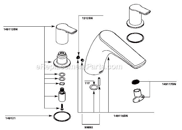 Moen T986BN Tub and Shower Faucet Page A Diagram