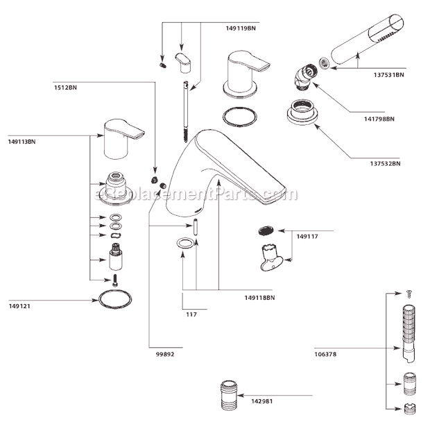 Moen T987BN Tub and Shower Faucet Page A Diagram