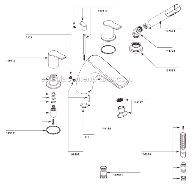Moen T987 Tub and Shower Faucet Page A Diagram