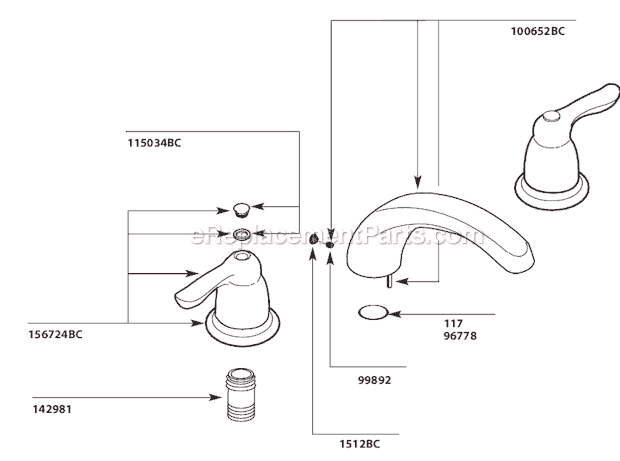 Moen T990BC Tub and Shower Faucet Page A Diagram