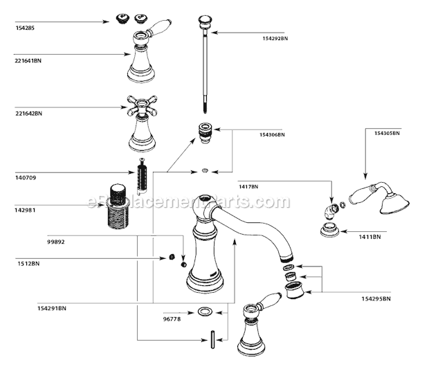 Moen TS21102BN Tub and Shower Faucet Page A Diagram