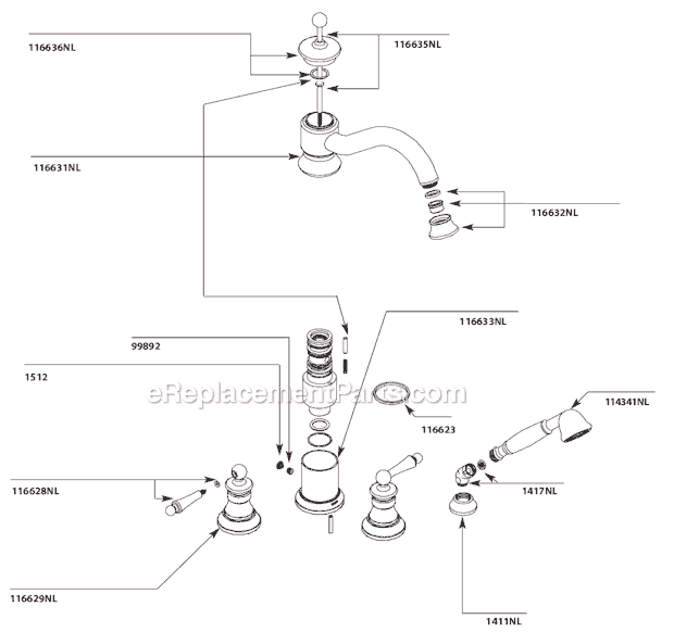 Moen TS213NL Tub and Shower Faucet Page A Diagram