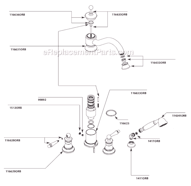 Moen TS213ORB Tub and Shower Faucet Page A Diagram