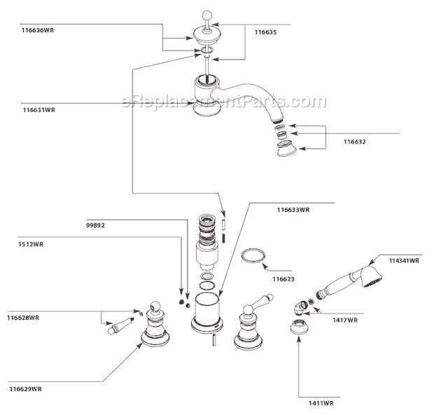Moen TS213WR Tub and Shower Faucet Page A Diagram
