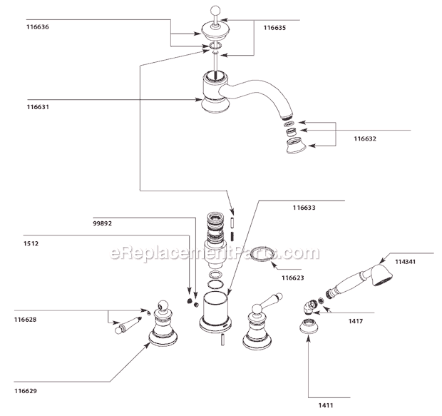 Moen TS213 Tub and Shower Faucet Page A Diagram
